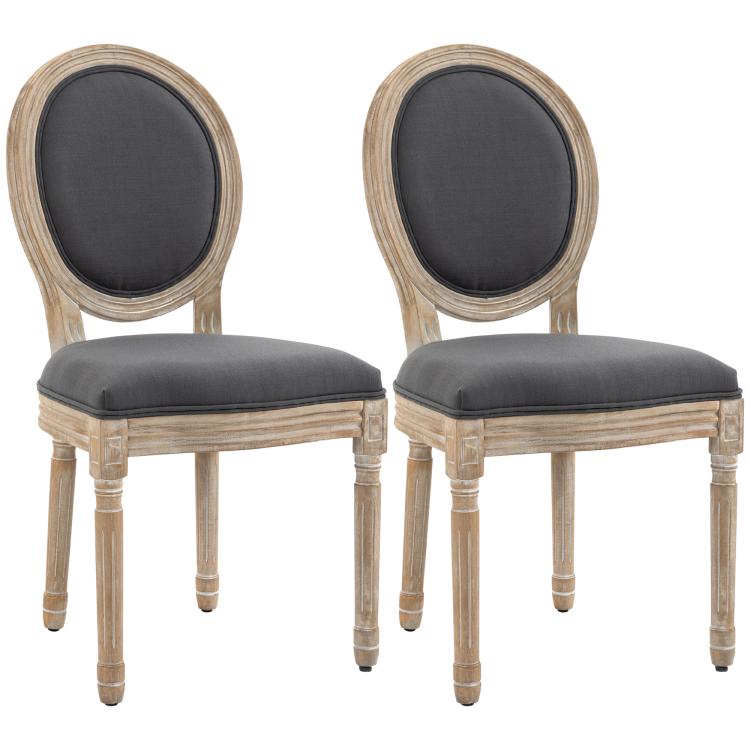 Set of Two French-Inspired Wooden Dining Chairs - Grey