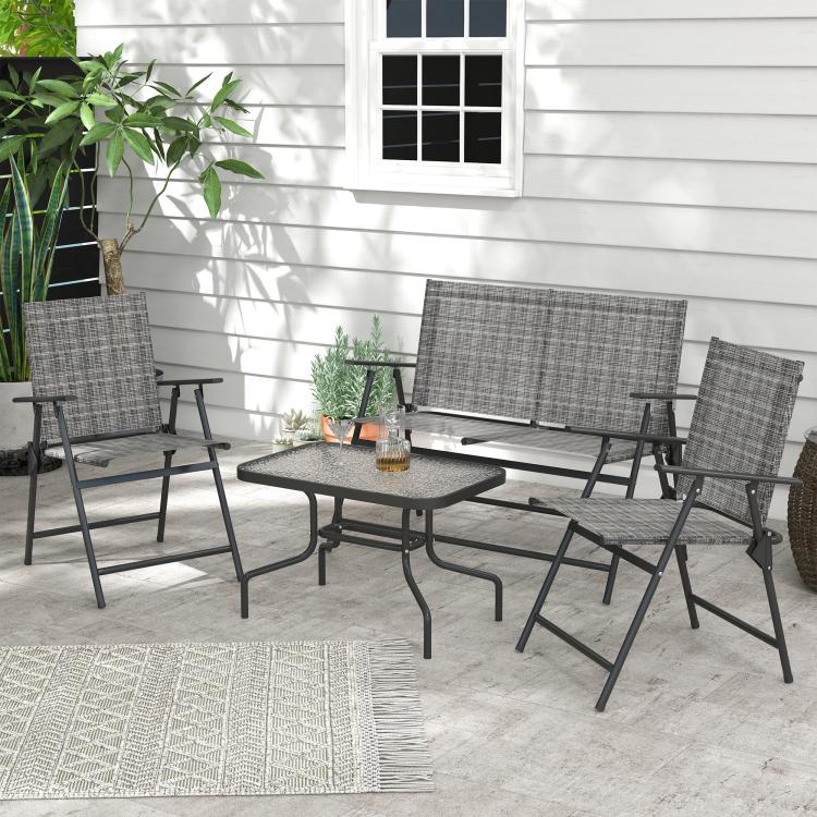 Four-Piece Metal Garden Sofa Set - Mixed Grey