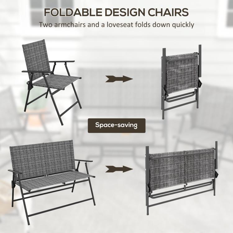 Four-Piece Metal Garden Sofa Set - Mixed Grey
