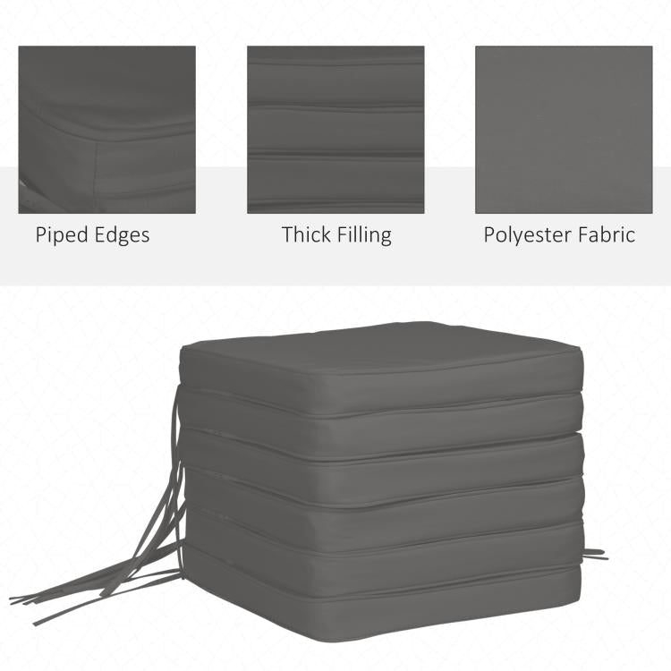 Set of 6 Pcs Chair Cushion, 42Lx42Wx5T cm-Grey