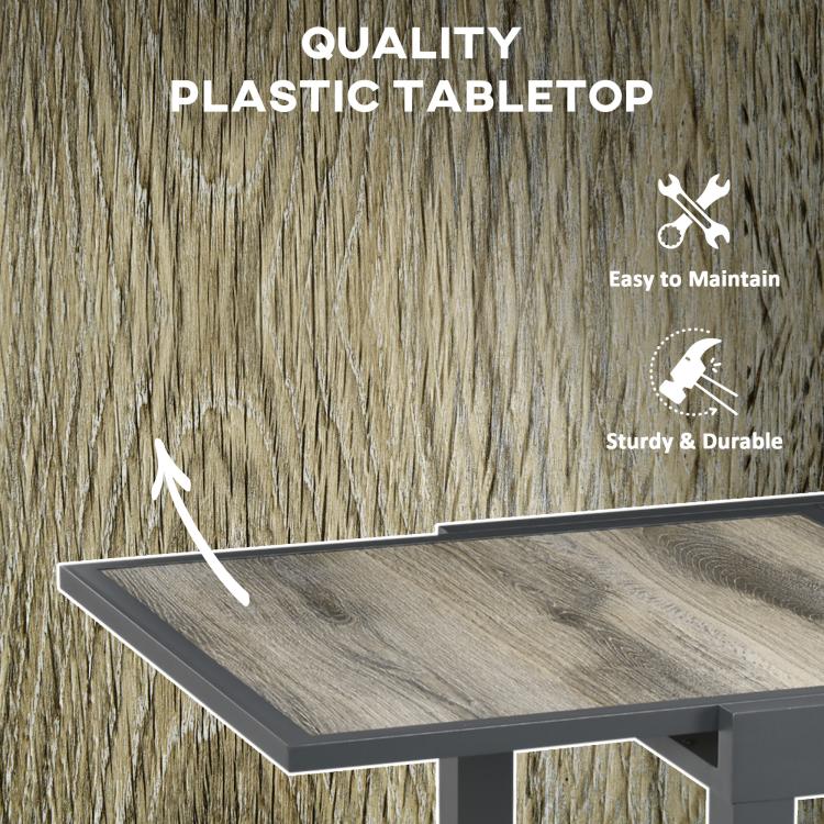 Extending Garden Table, Outdoor Dining Table for 6, Aluminium Frame Rectangular Patio Table with Plastic Board Tabletop,80/160L x 80W x 75H cm, Beige