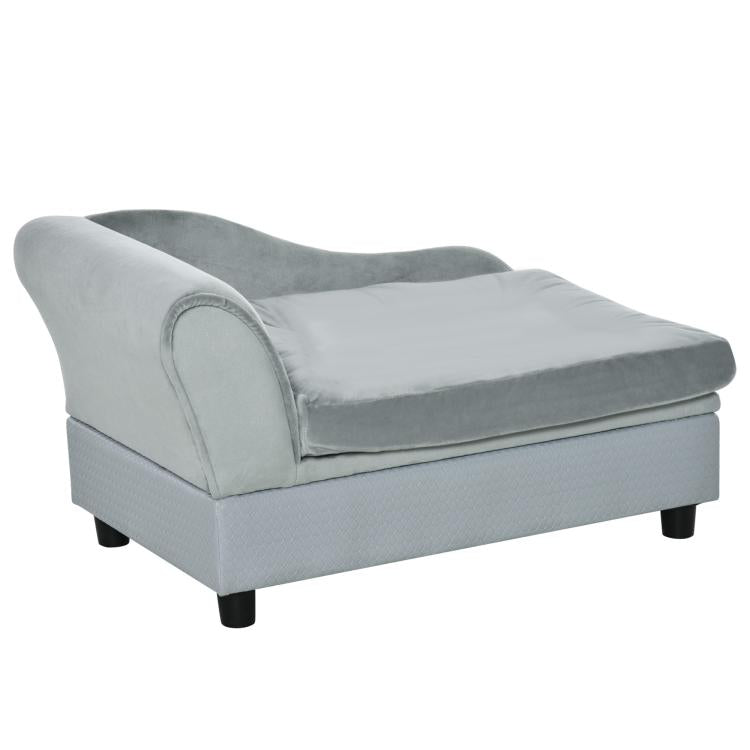 Pet Sofa Chair, with Storage, Cushion, for Small Dogs, Cats - Light Grey