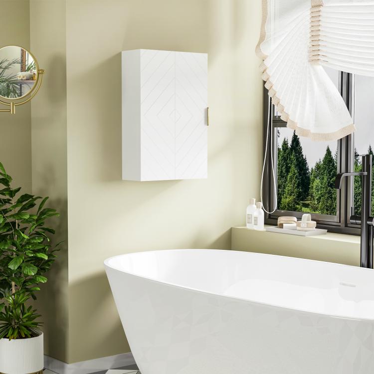 Bathroom Wall Cabinet, Over Toilet Storage Cupboard with Adjustable Shelves for Hallway, Living Room, White