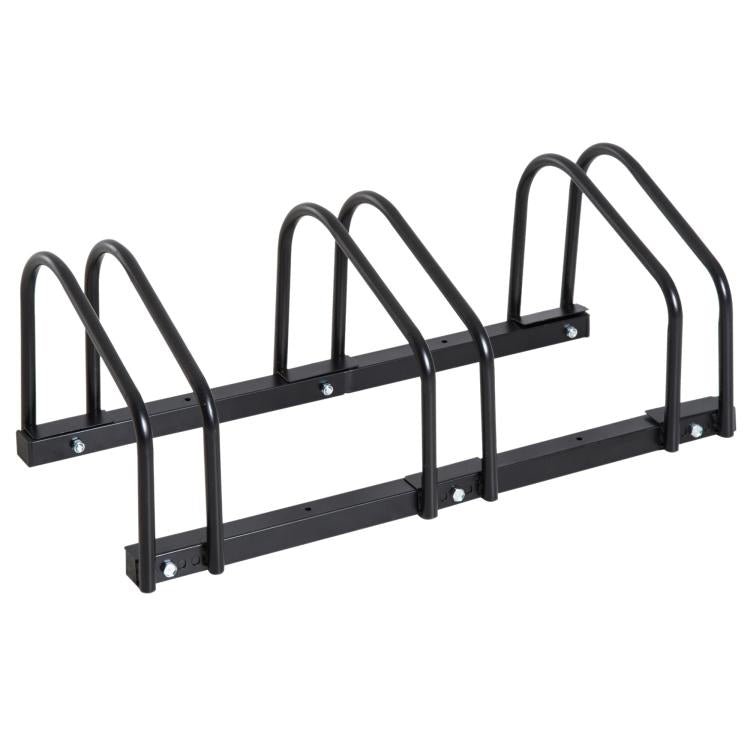 Bike Stand Parking Rack Floor or Wall Mount Bicycle Cycle Storage Locking Stand (3 Racks, Black)