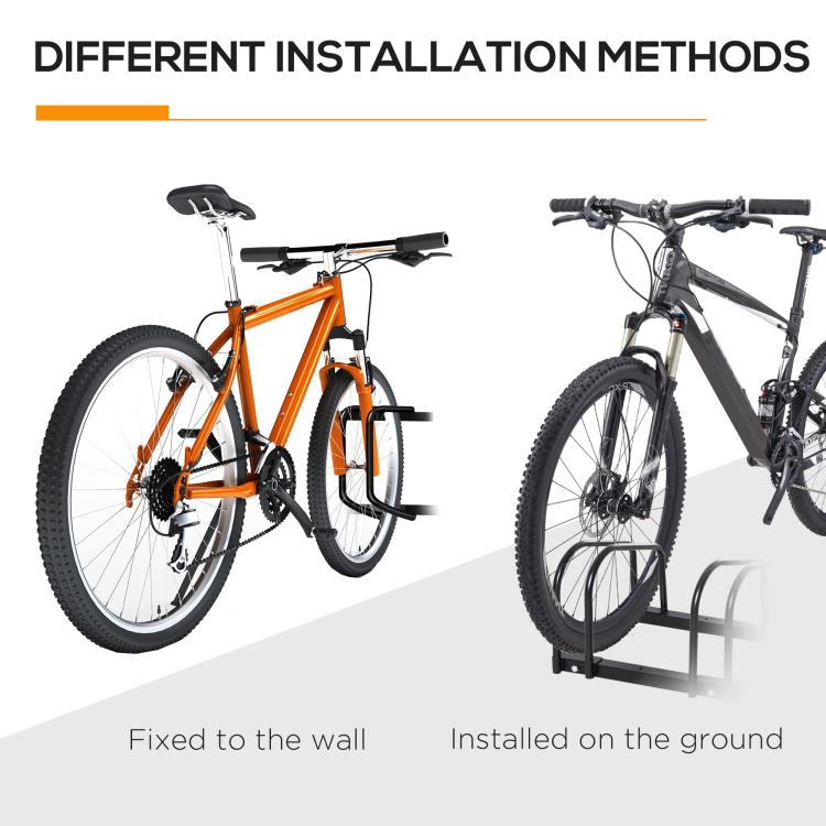 Bike Stand Parking Rack Floor or Wall Mount Bicycle Cycle Storage Locking Stand (3 Racks, Black)