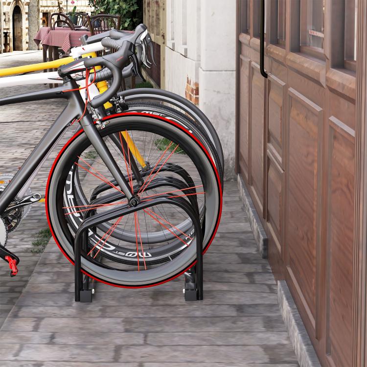 Bike Stand Parking Rack Floor or Wall Mount Bicycle Cycle Storage Locking Stand (3 Racks, Black)