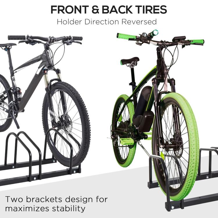 Bike Stand Parking Rack Floor or Wall Mount Bicycle Cycle Storage Locking Stand (3 Racks, Black)