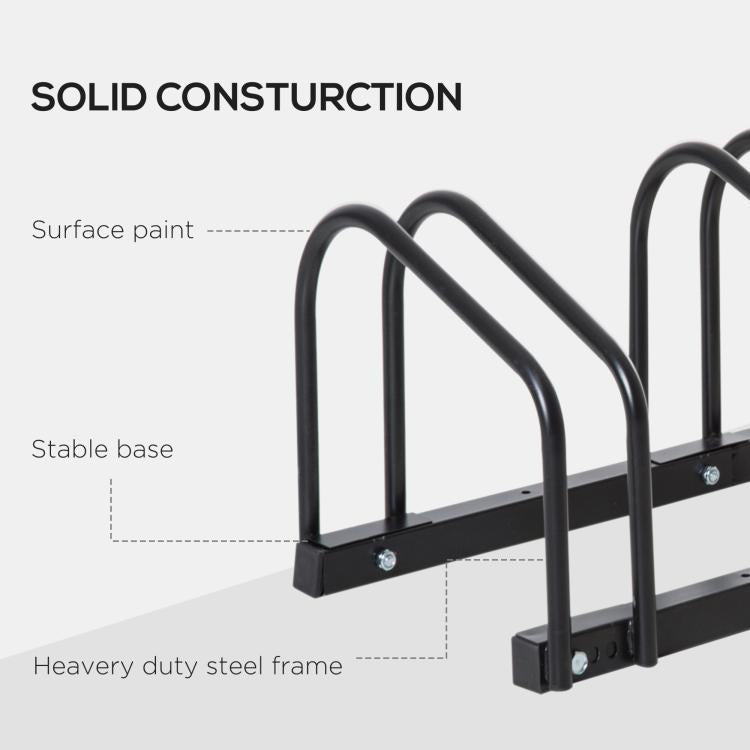 Bike Stand Parking Rack Floor or Wall Mount Bicycle Cycle Storage Locking Stand (3 Racks, Black)