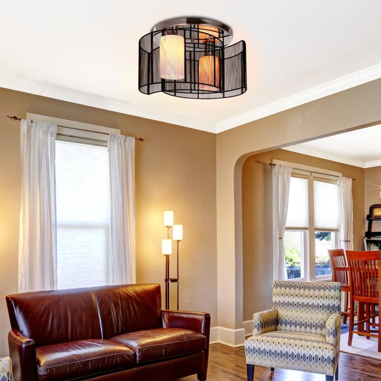 Modern Chandelier, Semi-Flush Mount Ceiling Light with 2 Light, E27 Bulb Base for Hallway, Dining Room, Living Room, White and Black