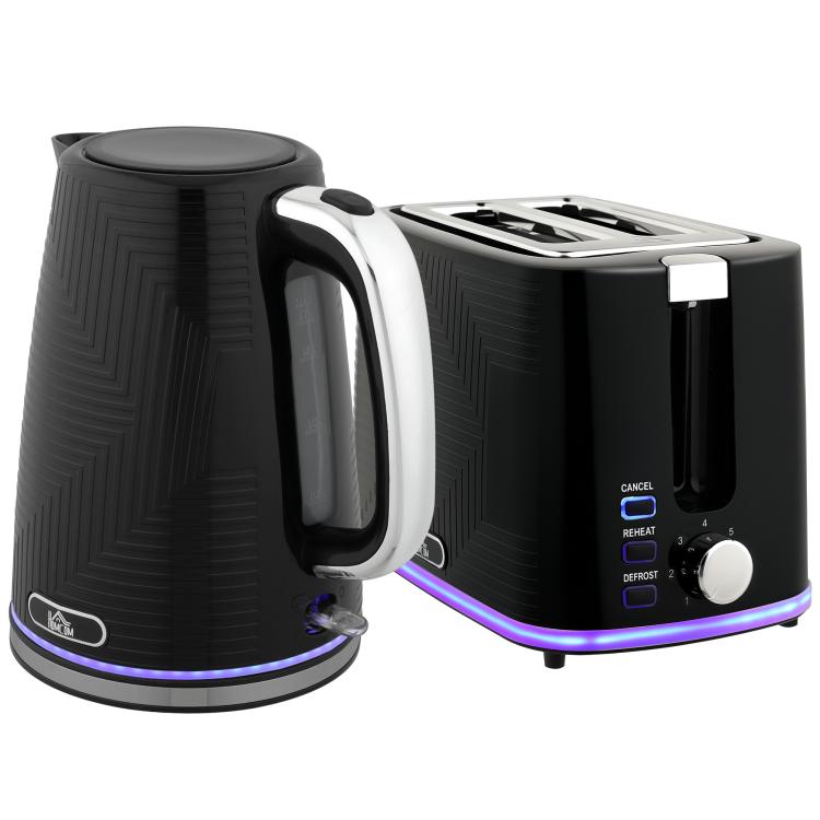 Modern Kettle and Toaster Set - Black