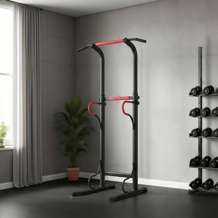 Steel Multi-Use Exercise Power Tower Pull Up Station Adjustable Height W/ Grips