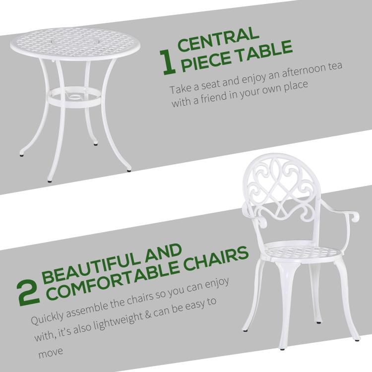 Three-Piece Elegant Aluminium Garden Set - White