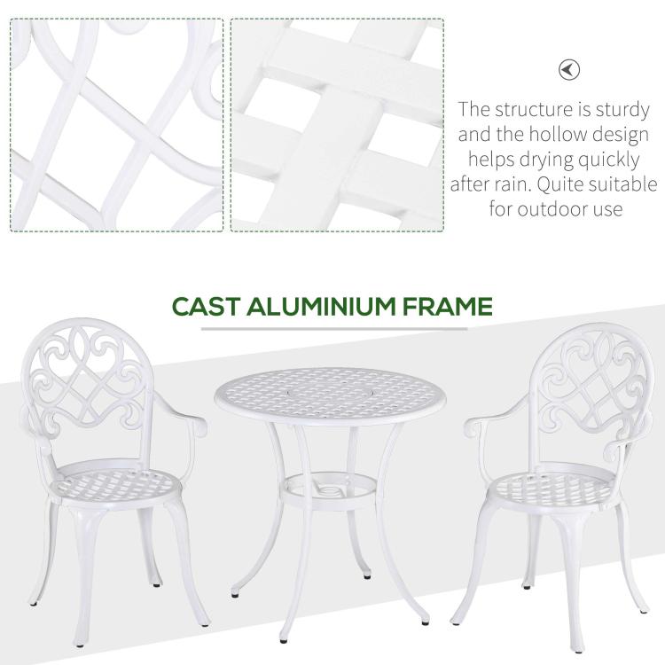 Three-Piece Elegant Aluminium Garden Set - White