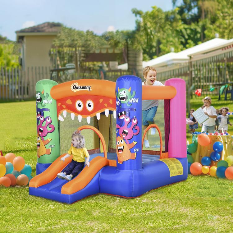 Bouncy Castle Inflatable Basket Trampoline Slide Monster Design 2.9 x 2 x 1.55m