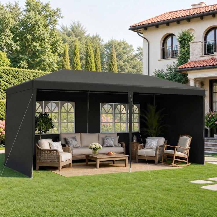 2.95 x 5.83 m Semi-Open Gazebo - Dark Grey