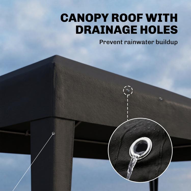 2.95 x 5.83 m Semi-Open Gazebo - Dark Grey