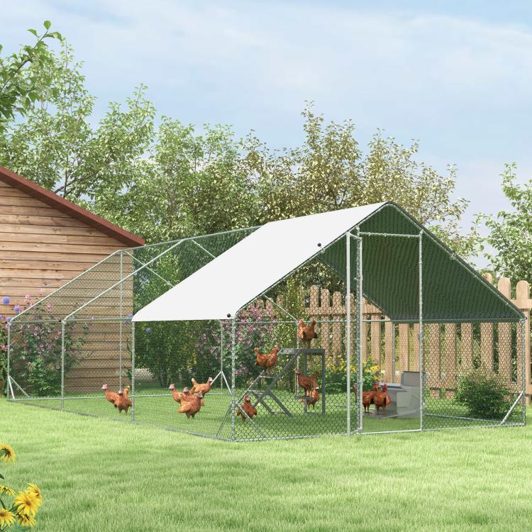 Wooden Chicken Coop Toy with Swing, Ladder, Platform, Grey