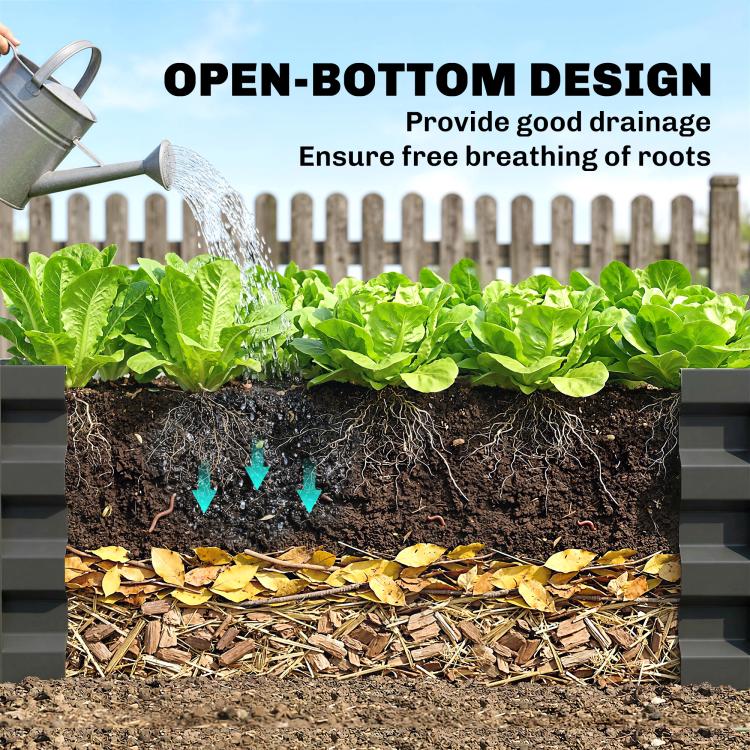 Set of Two 110 x 50cm Steel Planter Boxes - Dark Grey