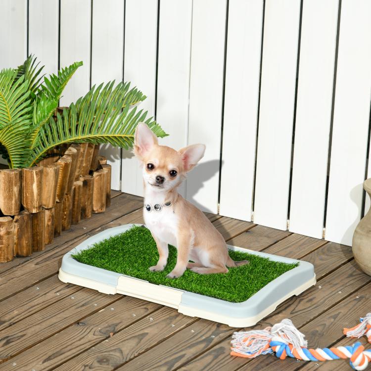 Puppy Training Pad, Indoor Portable Puppy Pad, with Artificial Grass, Grid, Panel, Tray, 46.5 x 34cm