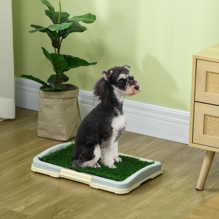 Puppy Training Pad, Indoor Portable Puppy Pad, with Artificial Grass, Grid, Panel, Tray, 46.5 x 34cm