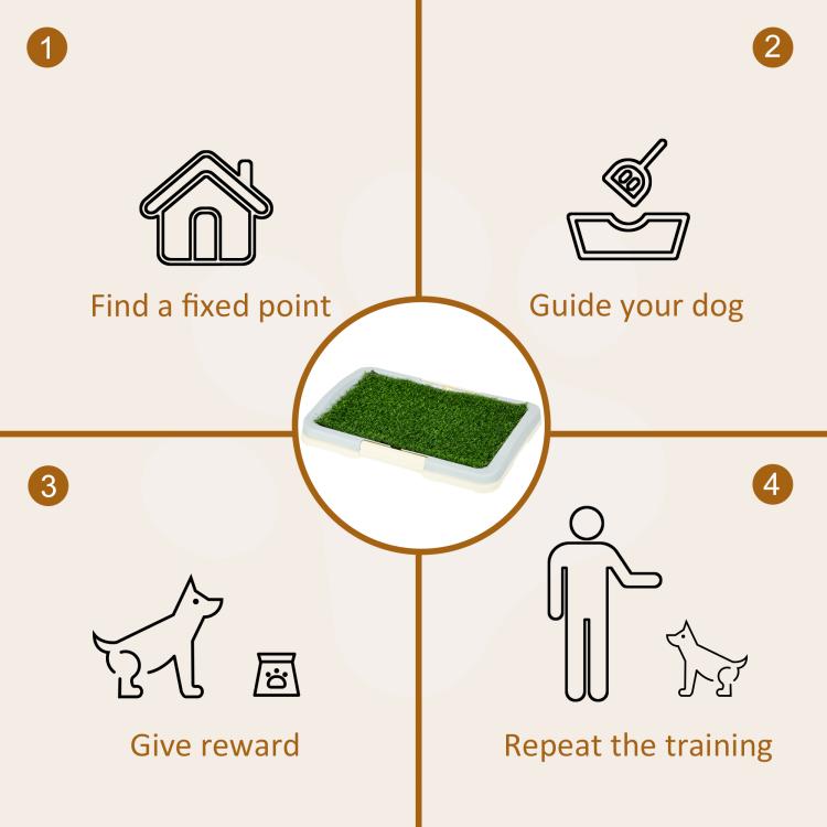Puppy Training Pad, Indoor Portable Puppy Pad, with Artificial Grass, Grid, Panel, Tray, 46.5 x 34cm