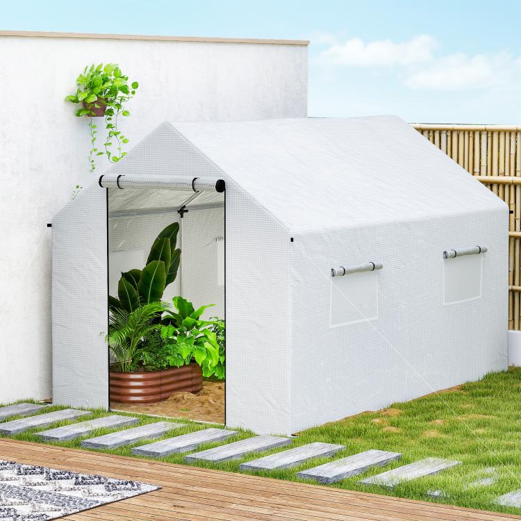 Polyethylene Walk-in Polytunnel Greenhouse, 2 x 3(m), White