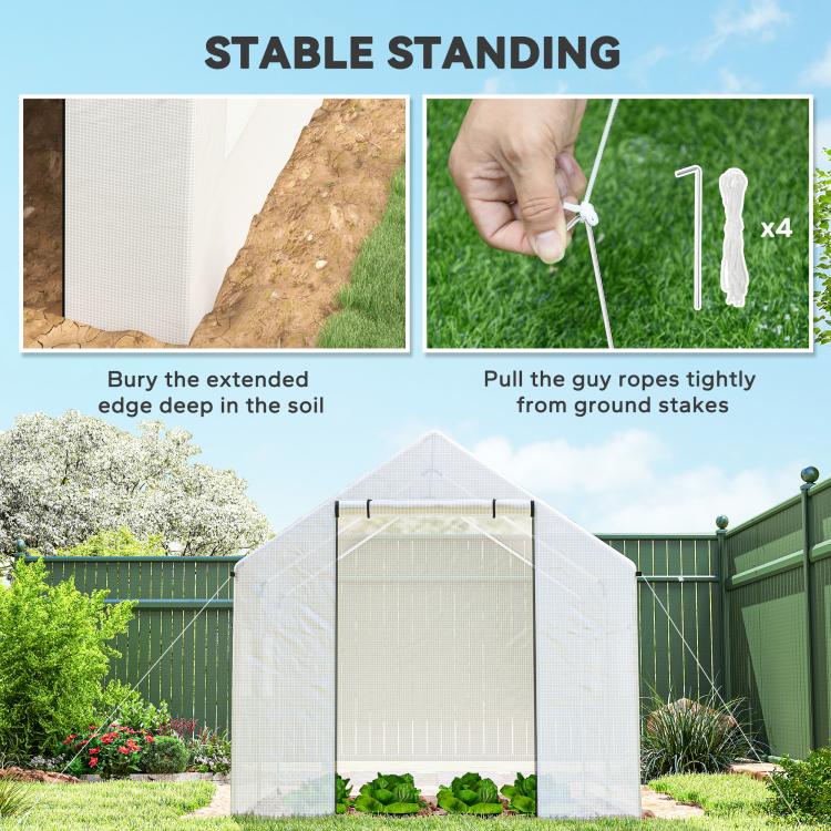 Polyethylene Walk-in Polytunnel Greenhouse, 2 x 3(m), White