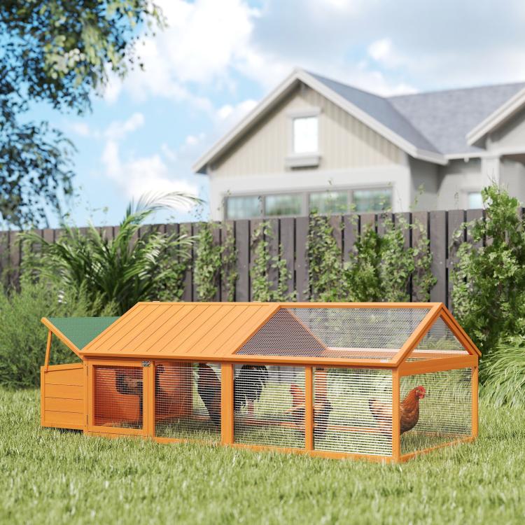 Wooden Chicken Coop with Nesting Box, Openable Roof, for 4-8 Chickens