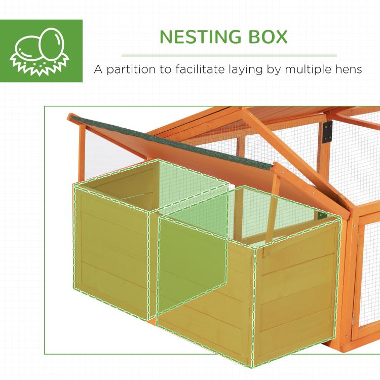 Wooden Chicken Coop with Nesting Box, Openable Roof, for 4-8 Chickens