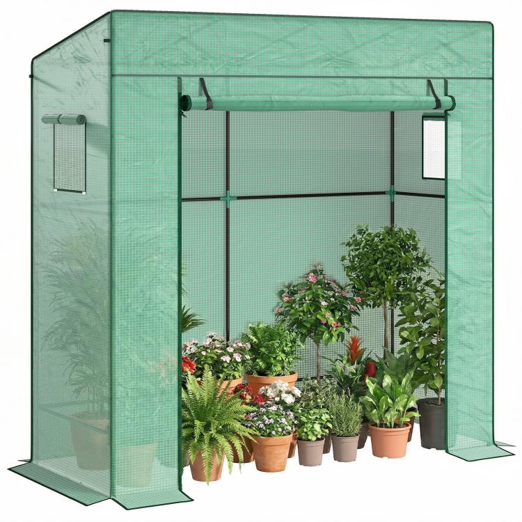 77 x 196cm Walk-In Greenhouse, with Accessories