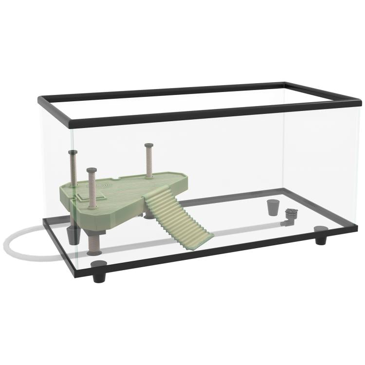 50L Glass Turtle Tank Aquarium with Basking Platform, Easy Drainage