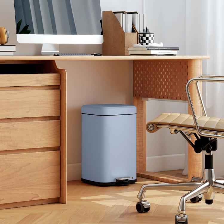 20L Modern Boxy Metal Home Kitchen Bin - Light Blue