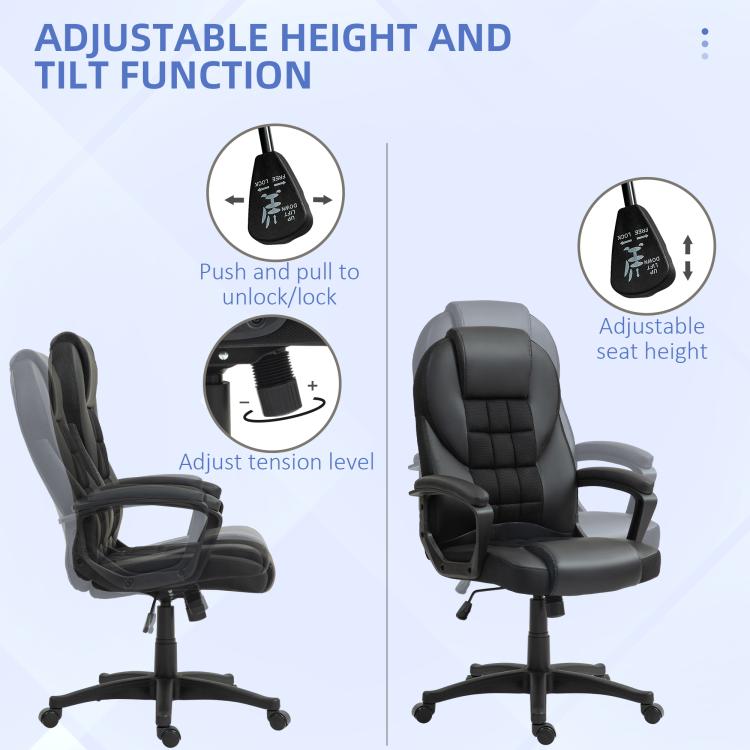 Faux Leather Office Chair - Black