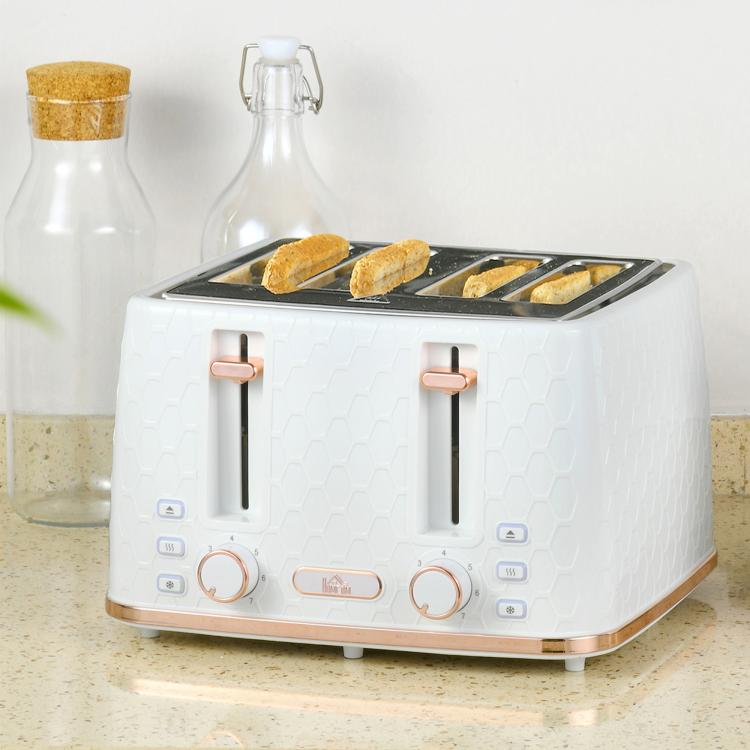 Four-Slice Honeycomb Toaster - White