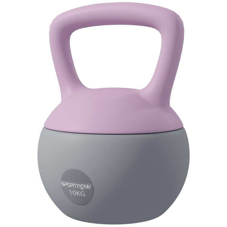 10KG Soft Kettlebell, Kettlebell with Non-Slip Handle for Home Gym, Weight Lifting, Strength Training, Purple/Grey