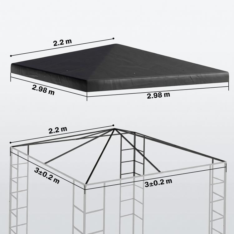 3 x 3(m) Gazebo Frame Replacement - Black