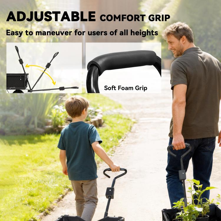 114L Steel Frame Garden Cart Trolley - Black