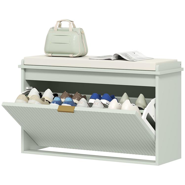 Elegant Eight Shoe Bench, with Top Seat - Green