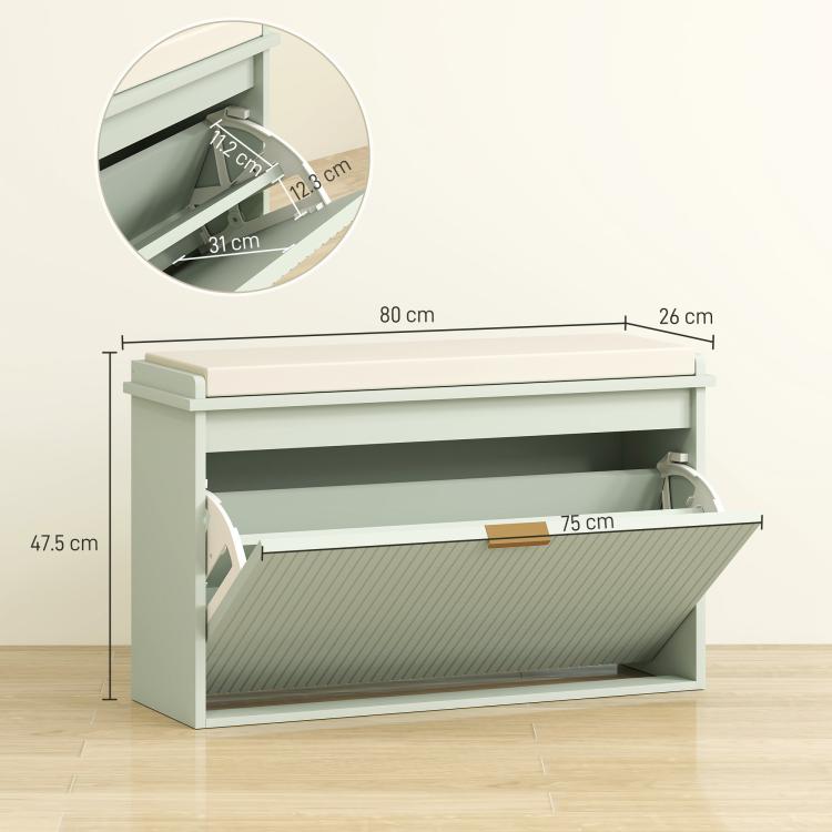 Elegant Eight Shoe Bench, with Top Seat - Green