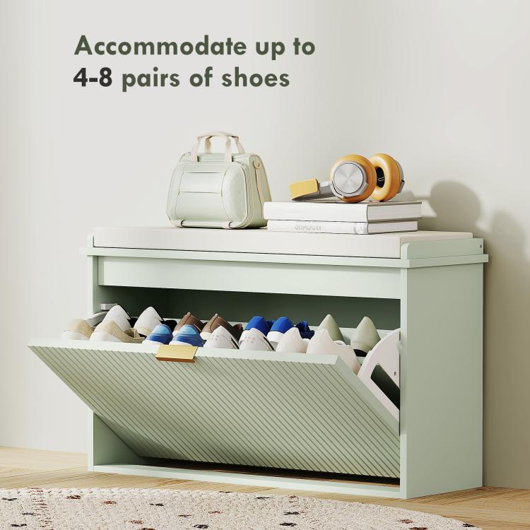 Elegant Eight Shoe Bench, with Top Seat - Green