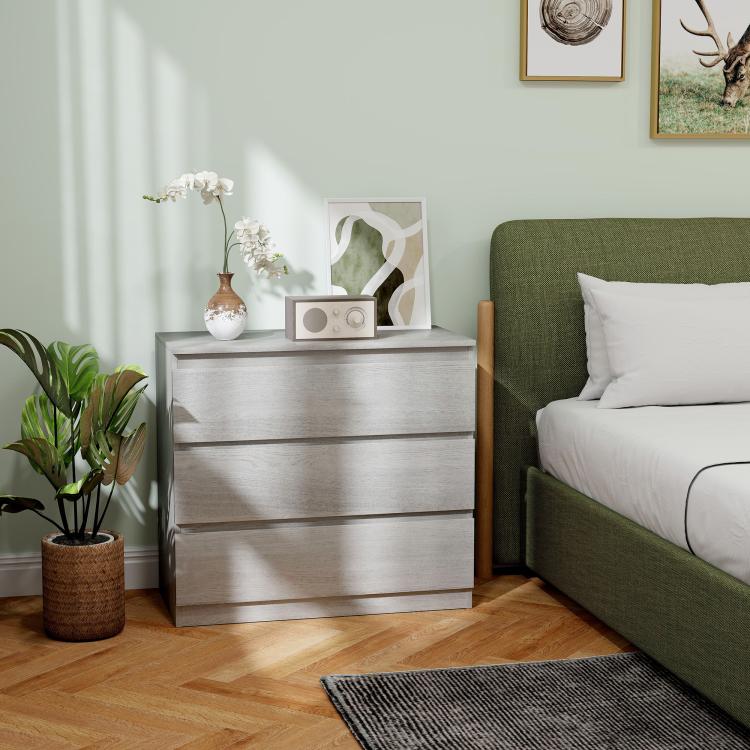 Chest of Three Drawers - Grey Wood Effect