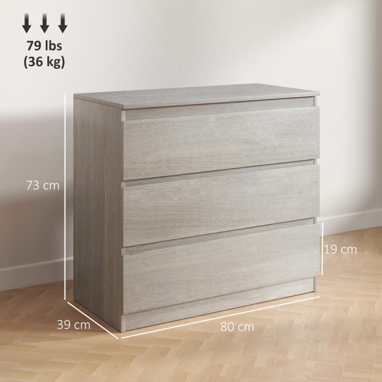 Chest of Three Drawers - Grey Wood Effect