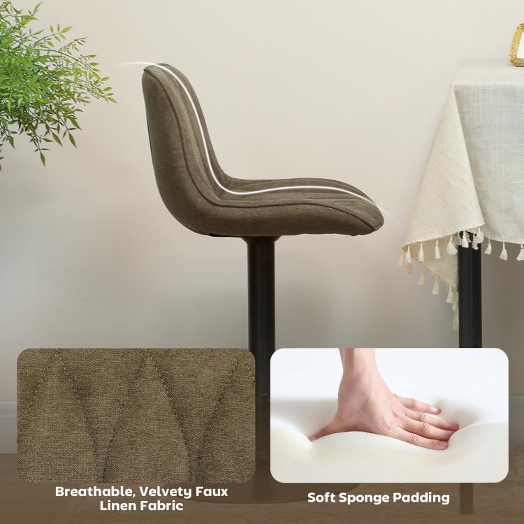Set of Two Linen-Look Bar Stools - Brown