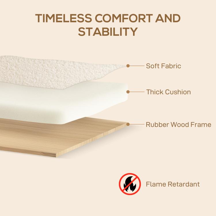 Small Sherpa Fabric 2 Seater Sofa Settee - Cream White