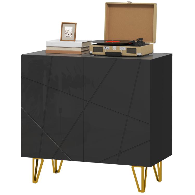 Modern Luxe High Gloss Sideboard, with Hairpin Legs - Black