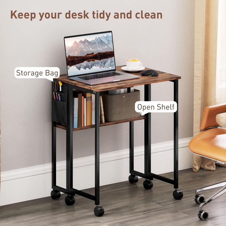 63 cm Drop Leaf Writing Work Desk - Rustic Brown