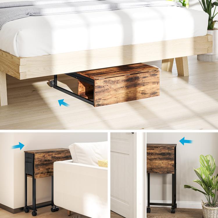 63 cm Drop Leaf Writing Work Desk - Rustic Brown