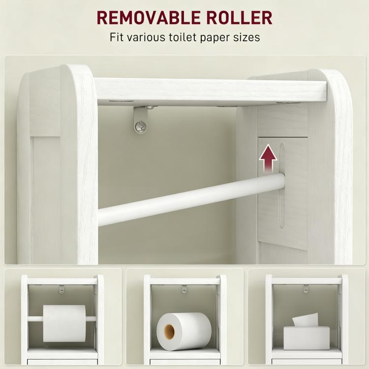 Small Bathroom Storage Cabinet with Toilet Roll Holder - White