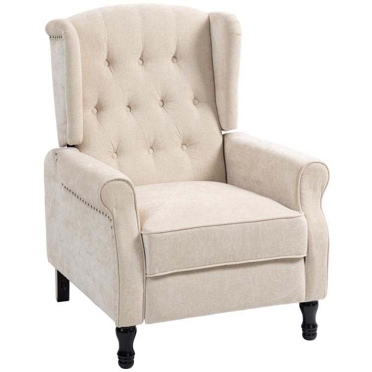 150 Degrees Reclining Vintage Armchair, with footrest - Beige