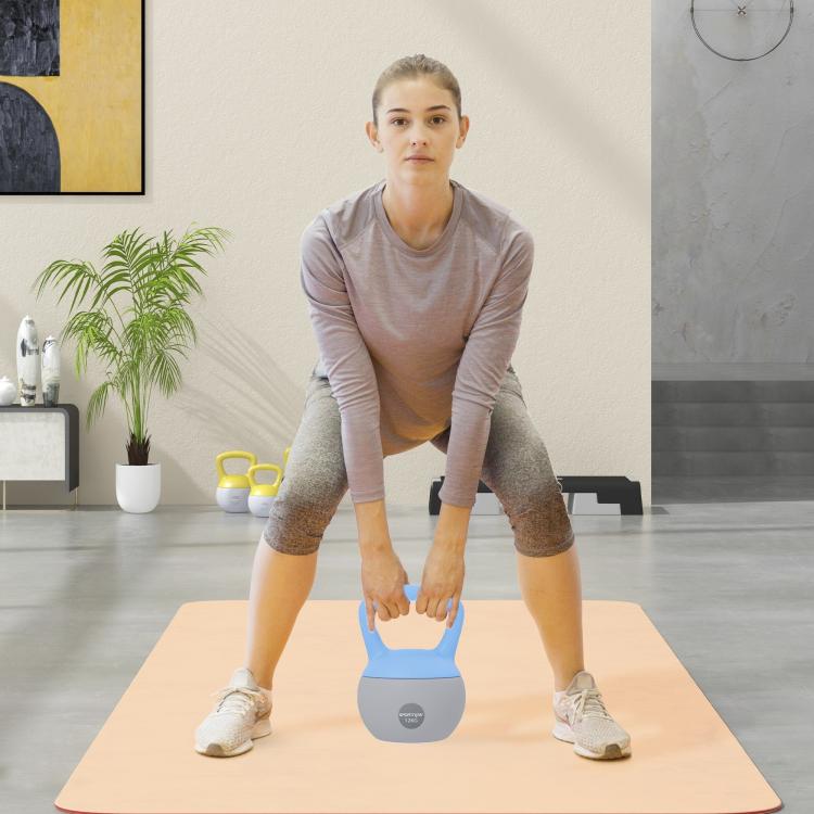 12KG Soft Kettlebell, Kettlebell with Non-Slip Handle for Home Gym, Weight Lifting, Strength Training, Light Blue/Grey
